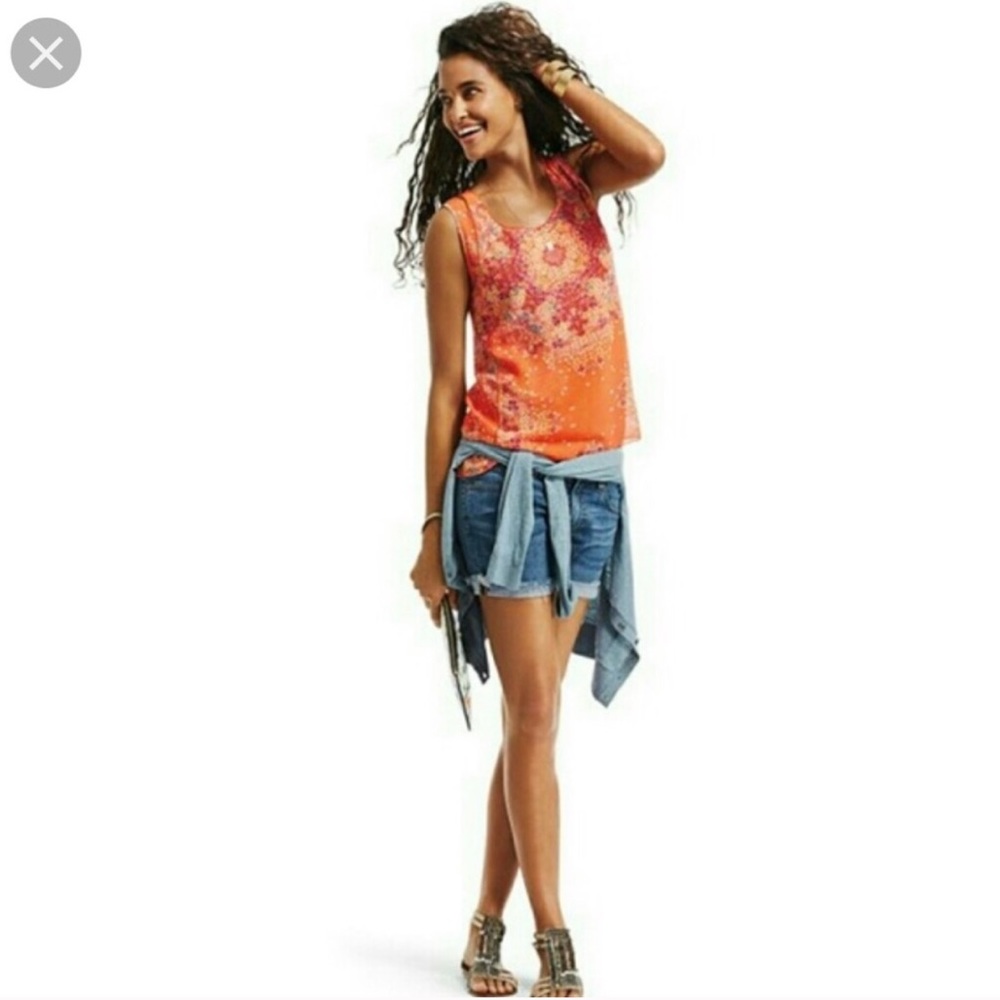 CAbi Orange Floral Tank size M